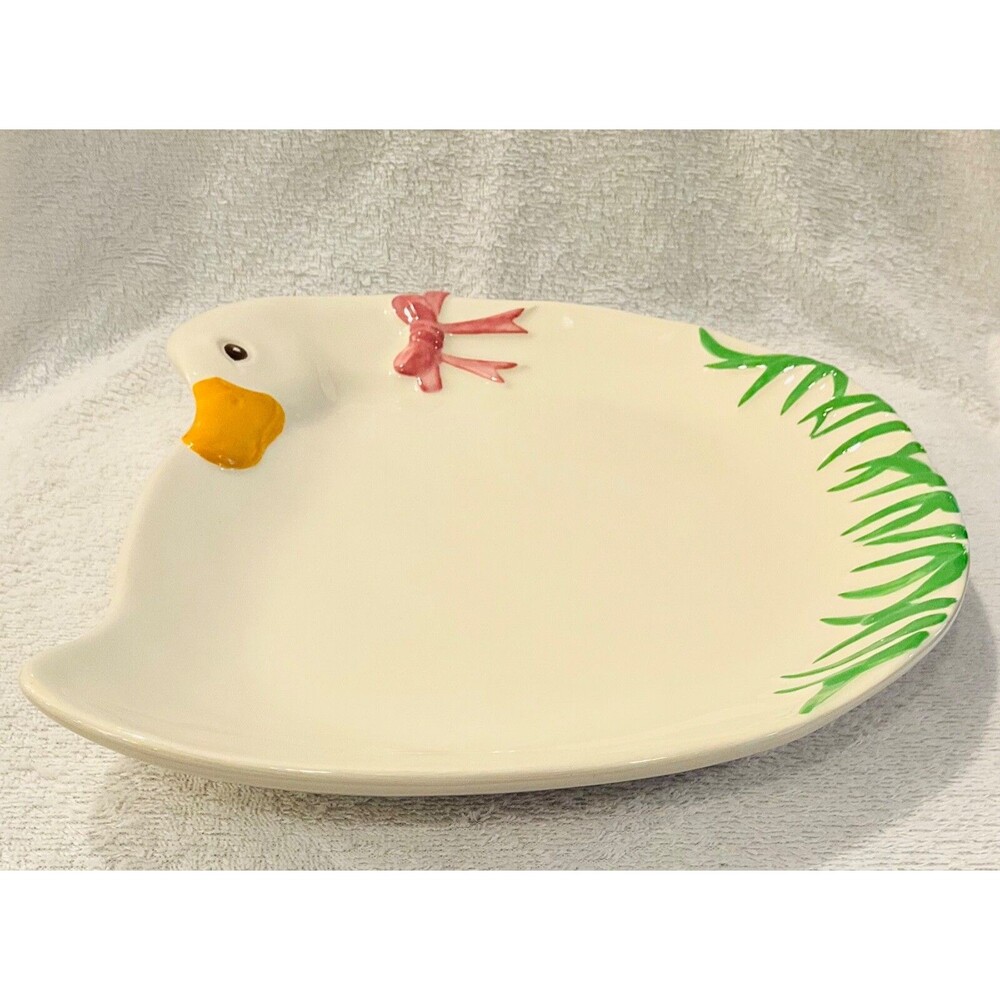 White Duck Goose Plate Platter Serving Dish 8.5”x12” Farmhouse Cottagecore - Picture 5 of 8